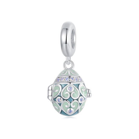Silver Charm An Openable Lucky Egg CZ Dangle Charm For Sale - sursenso Charm
