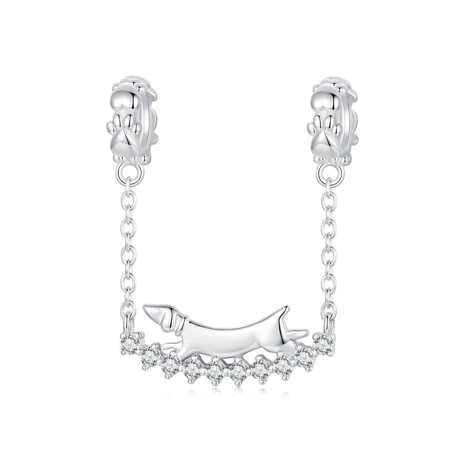 Silver Charm Running Dachshund CZ Dangle Charm For Sale - sursenso Charm