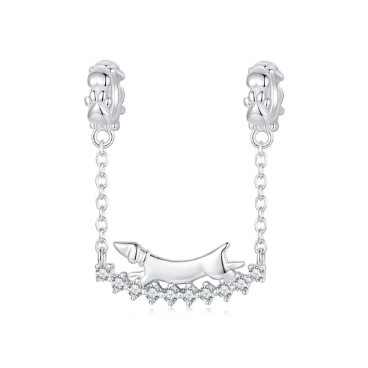 Silver Charm Running Dachshund CZ Dangle Charm For Sale - sursenso Charm