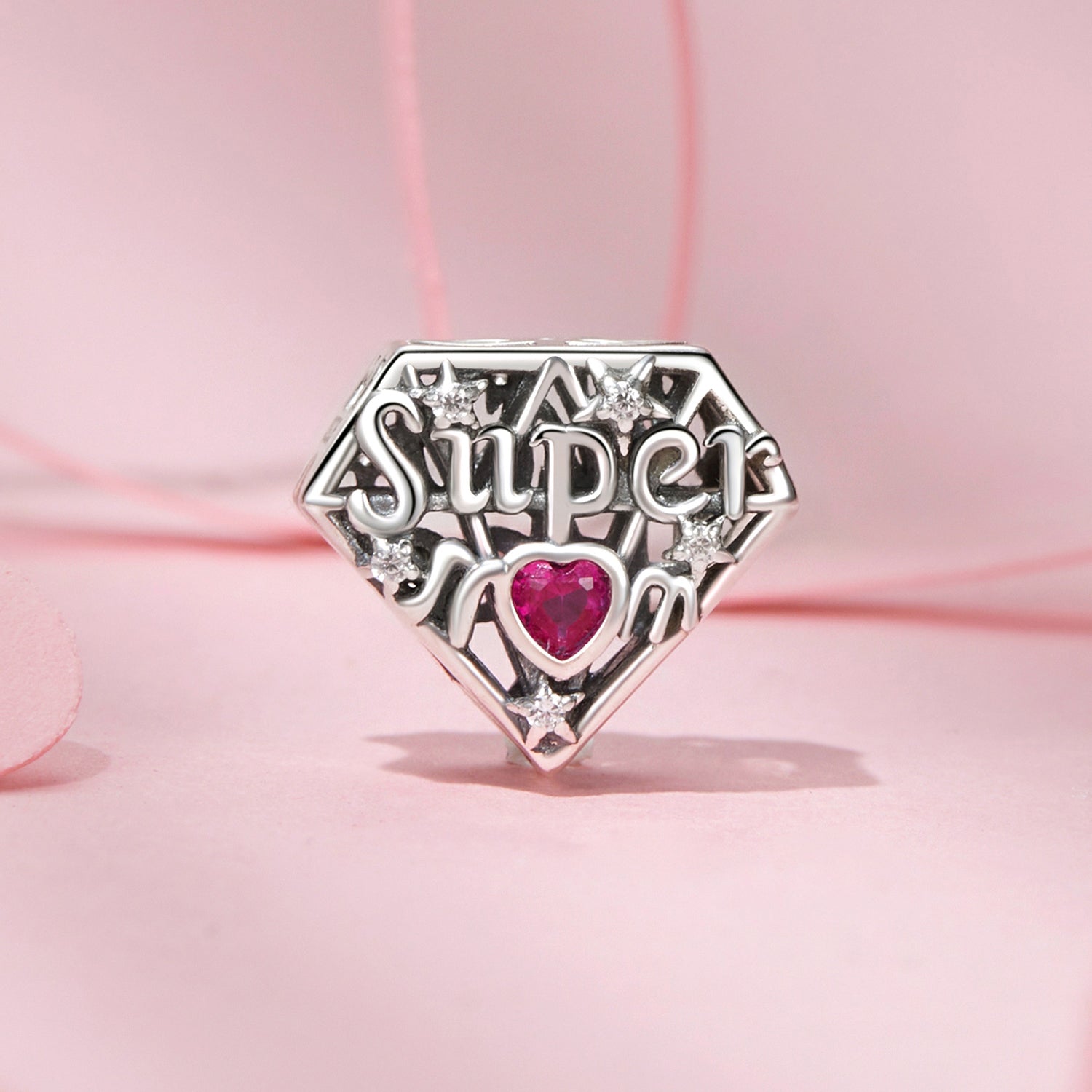 Silver Charm Supermom CZ Charm For Sale - sursenso Charm