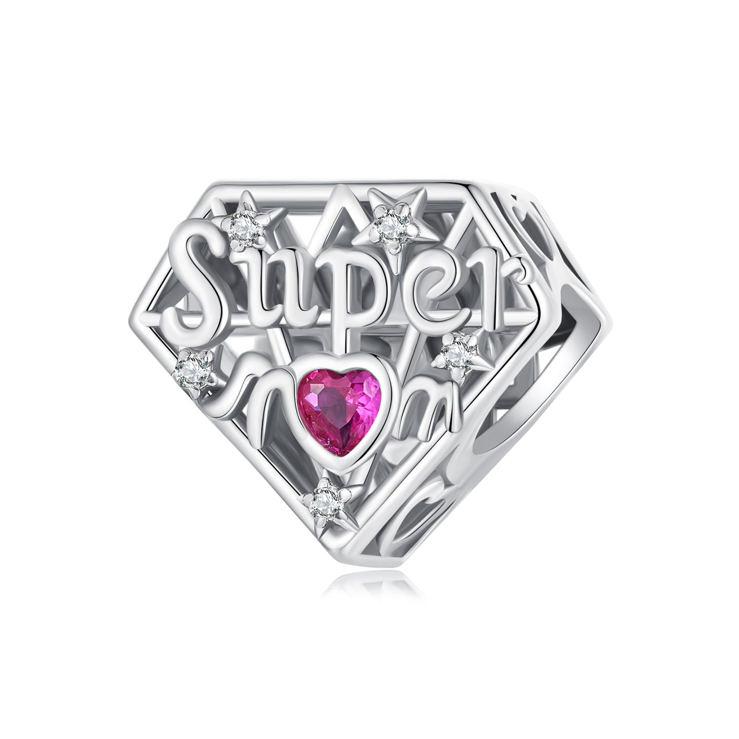 Silver Charm Supermom CZ Charm For Sale - sursenso Charm