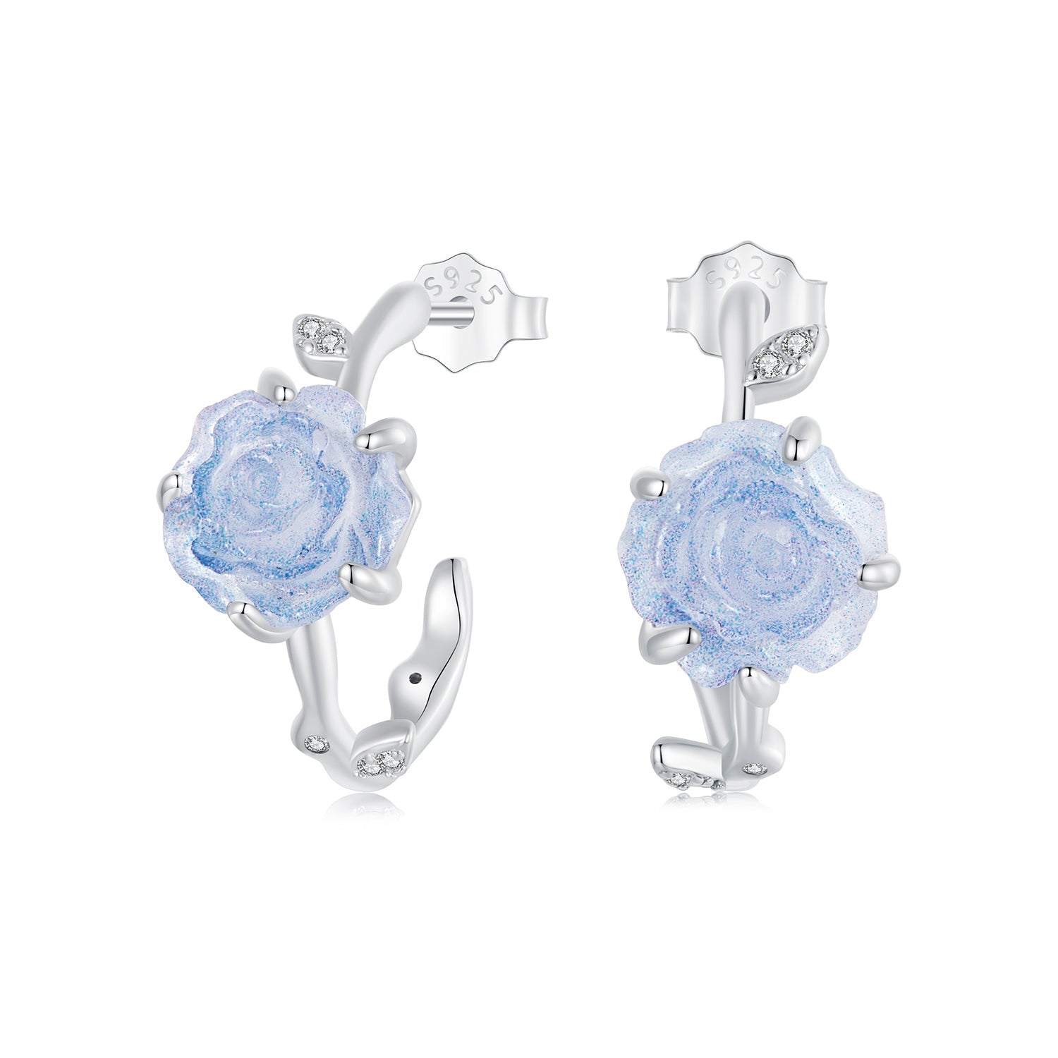 Sterling Silver Earrings Color Changing Rose CZ Stud