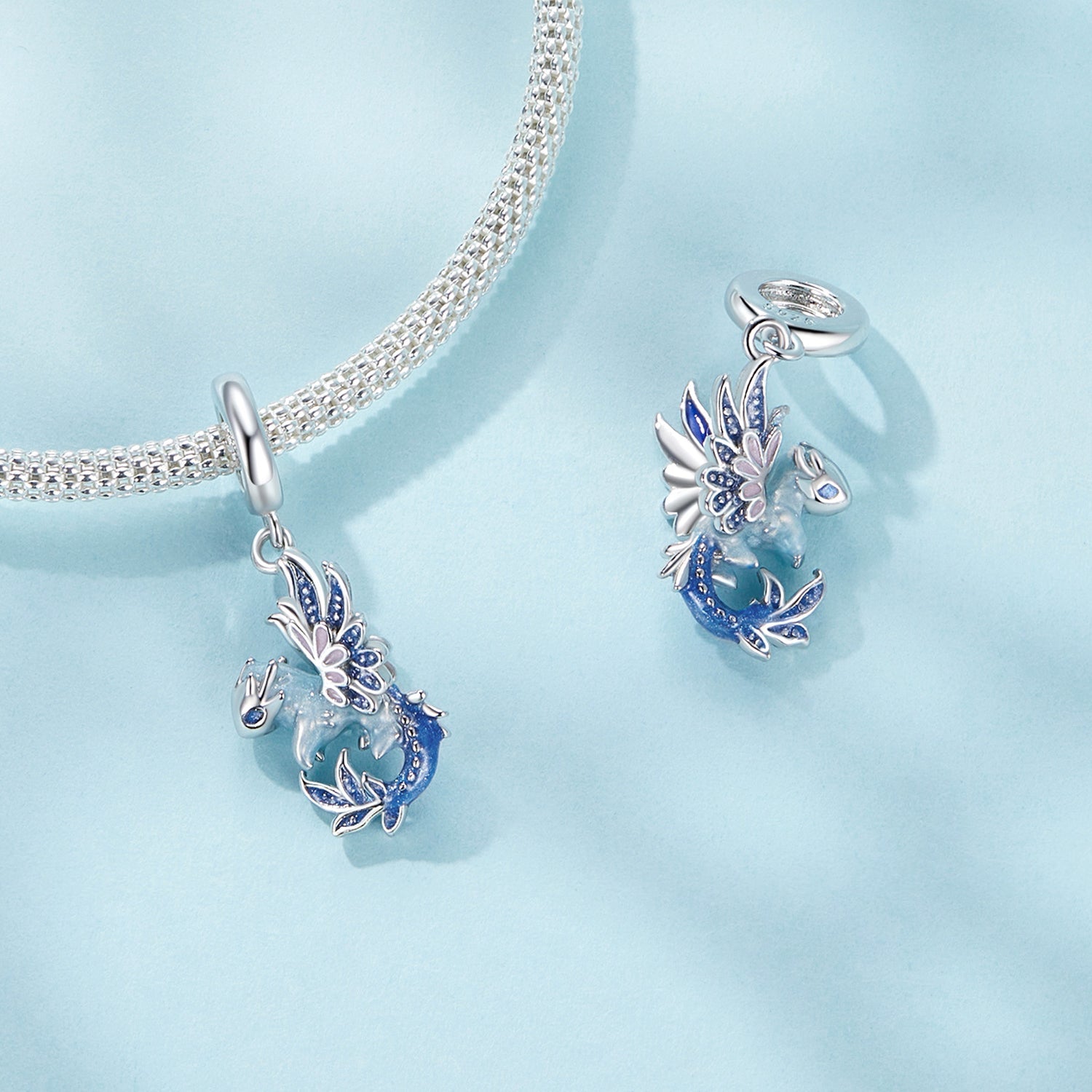 Silver Pendant Flying Dragon Dangle Charm For Sale - sursenso Pendant