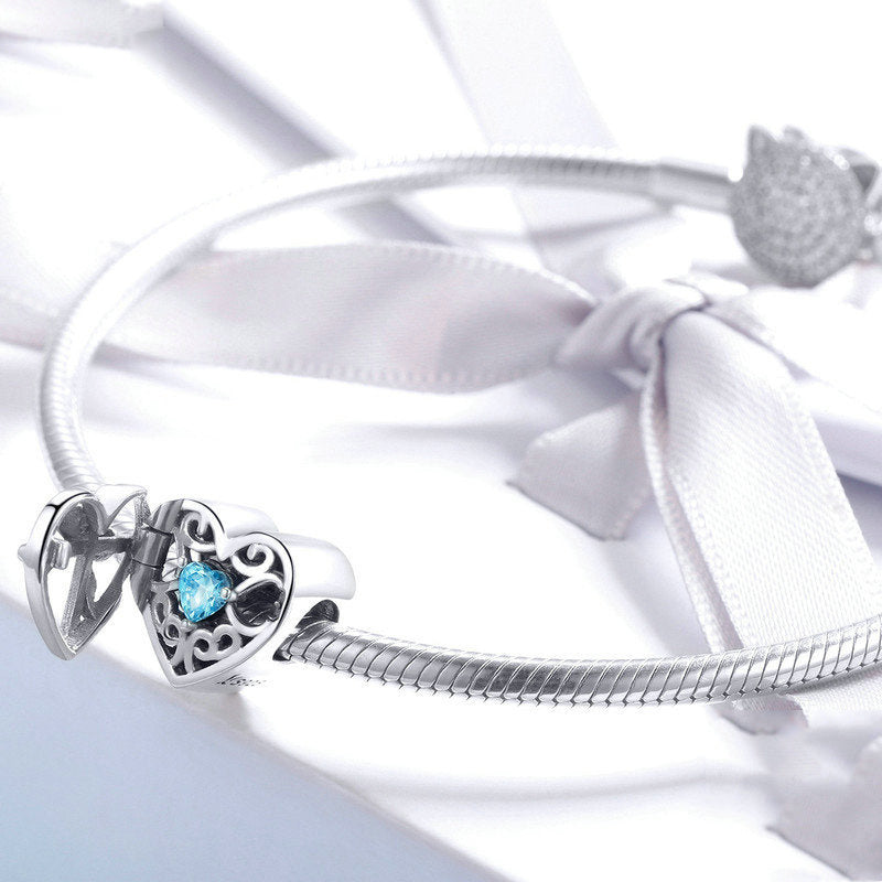 Silver Charm Bowknot Heart Surprise Box CZ Charm For Sale - sursenso Charm