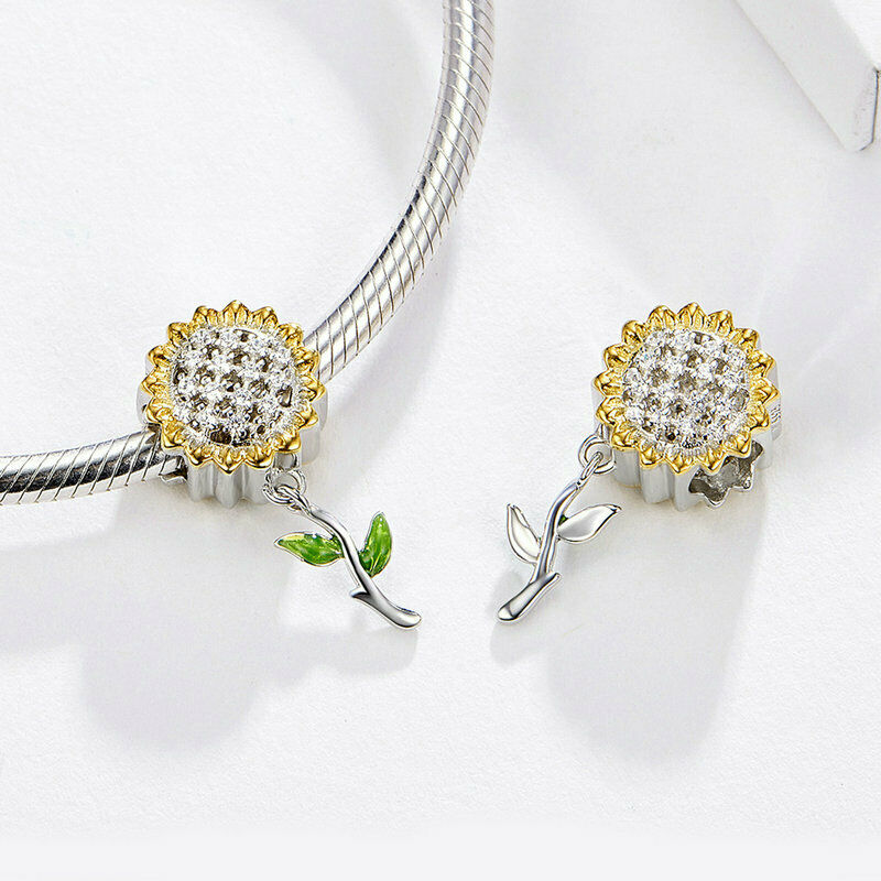 Silver Charm Colorful Sunflower CZ Charm For Sale - sursenso Charm