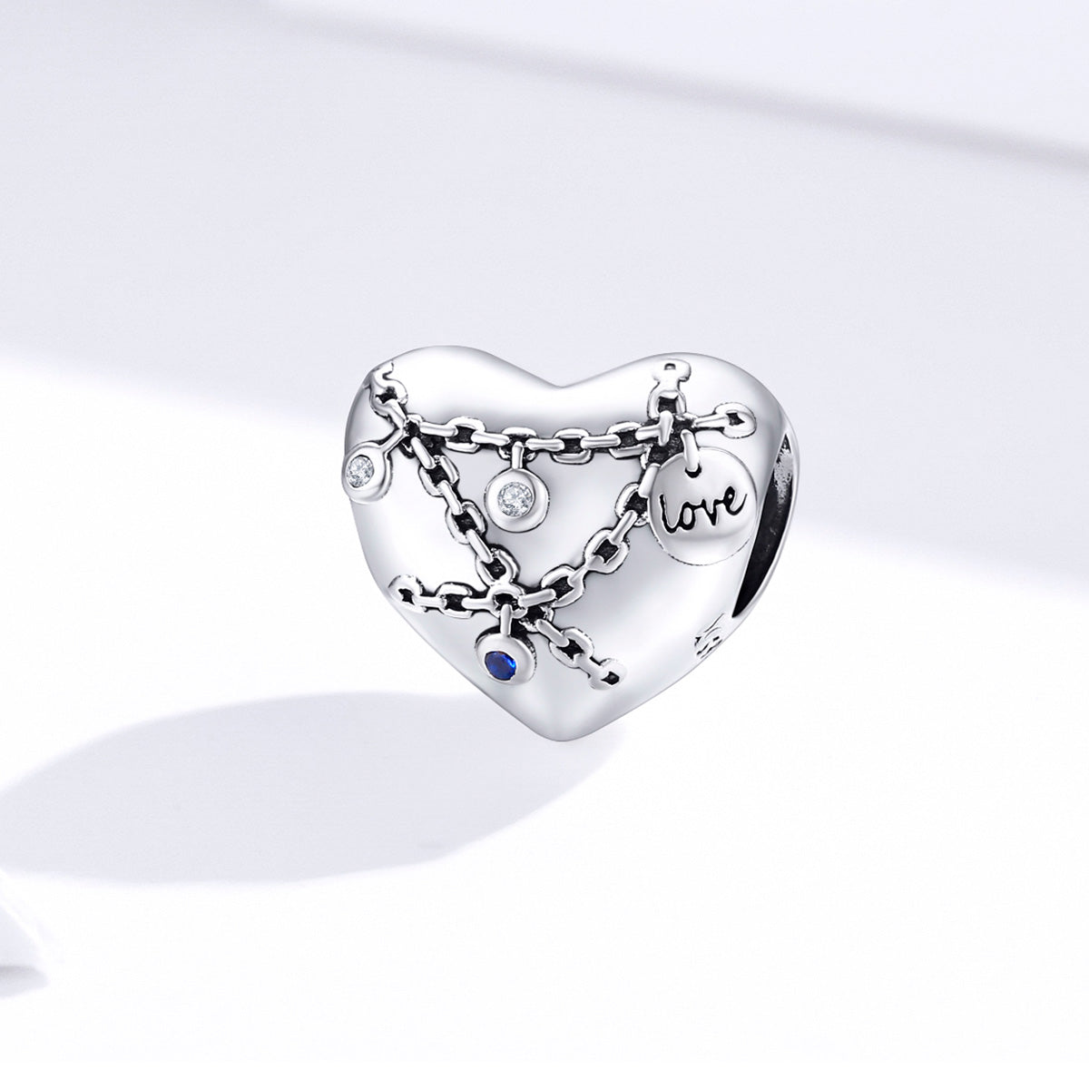 Silver Charm Heart Lock CZ Charm For Sale - sursenso Charm