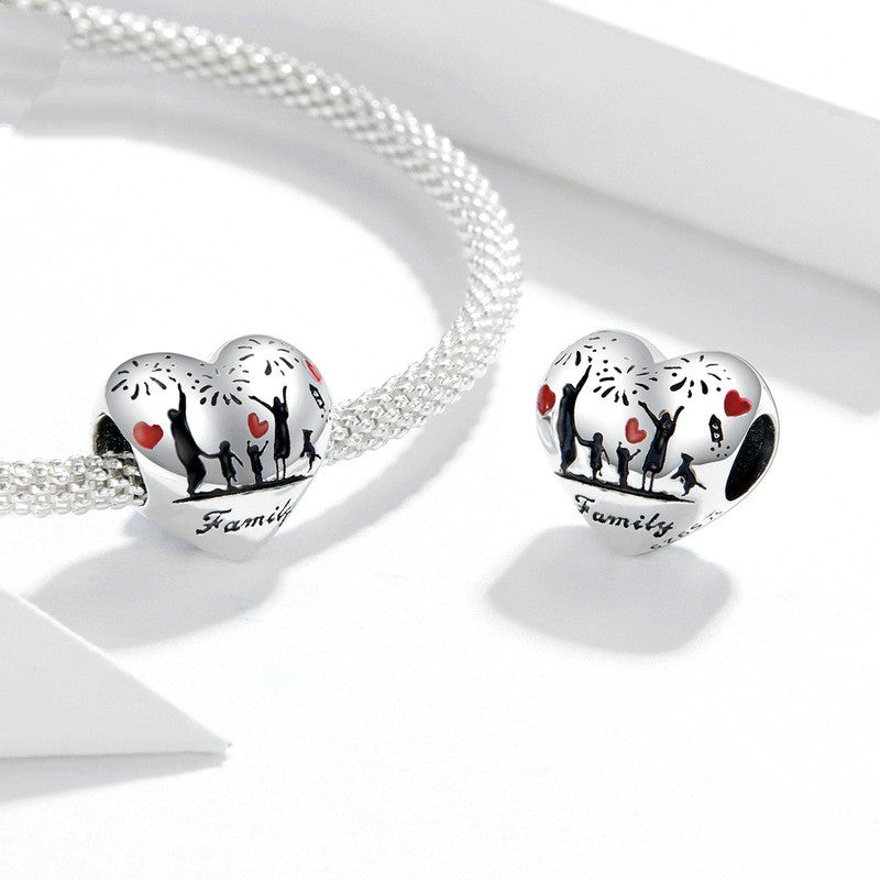 Silver Charm We Are Family Love Heart Charm For Sale - sursenso Charm