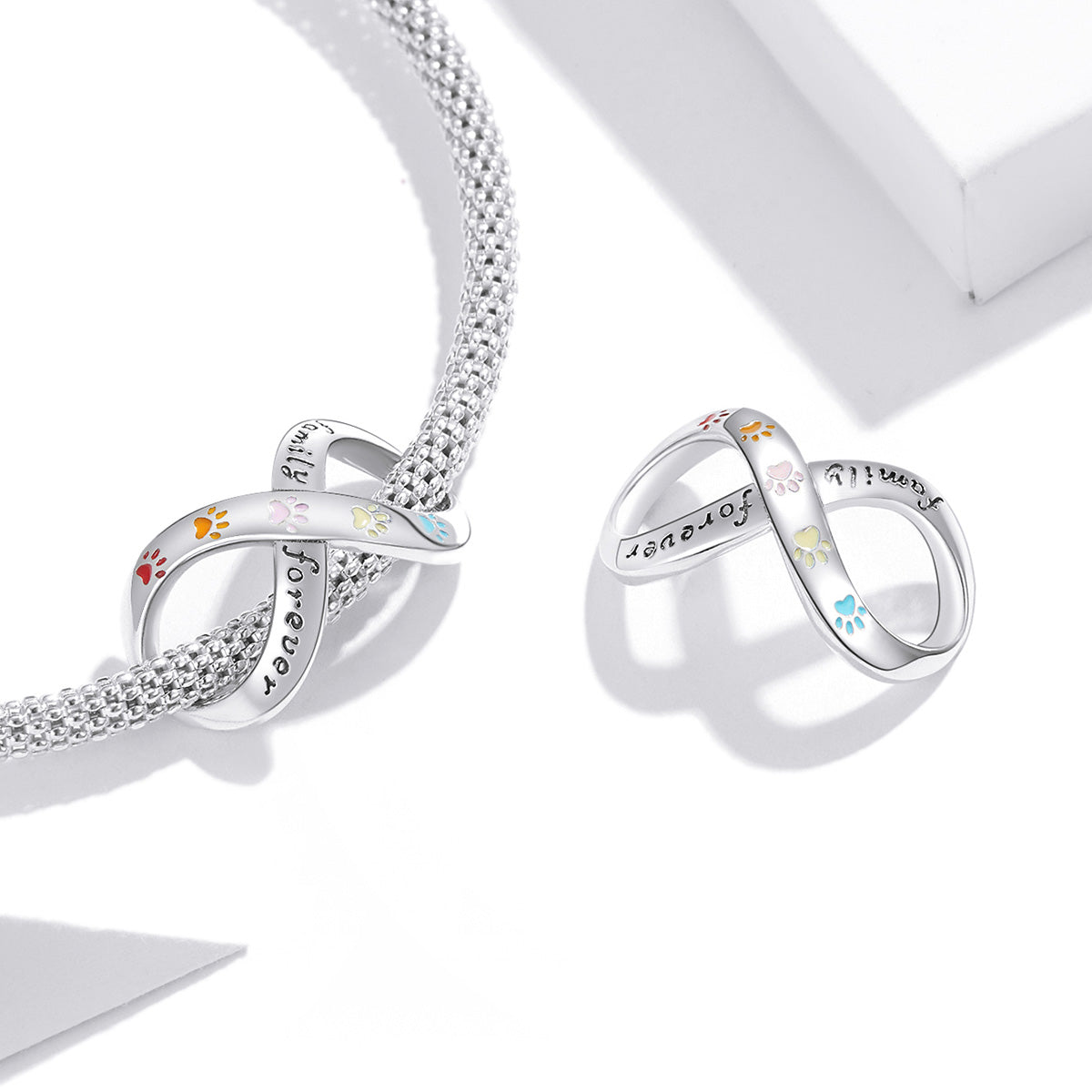 Silver Charm Family Forever Pet Claw Infinite Love Charm For Sale - sursenso Charm