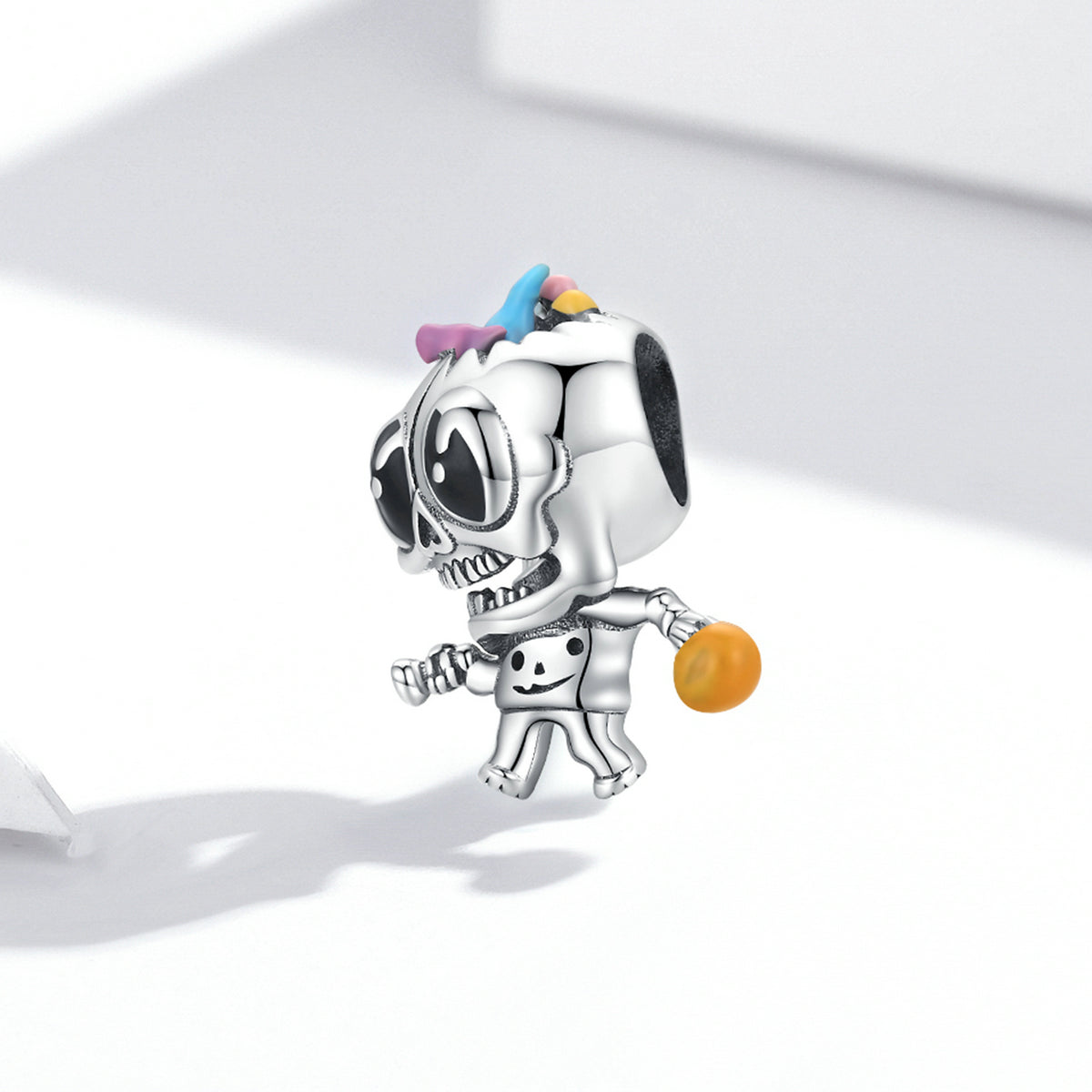 Silver Charm Halloween Playing Basketball Skull Charm For Sale - sursenso Charm