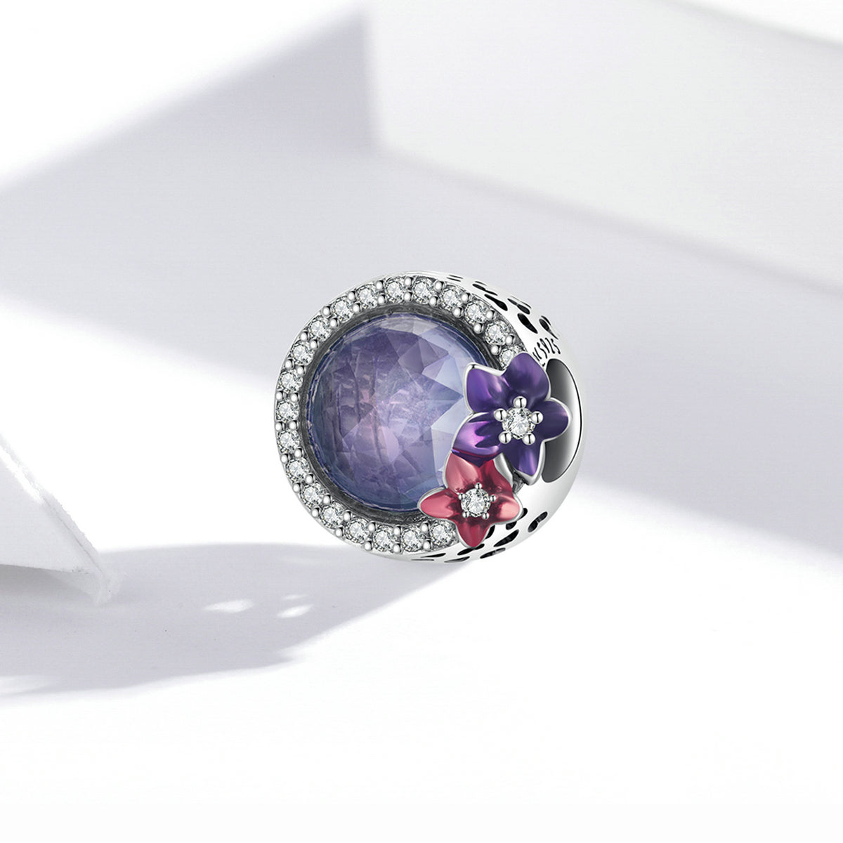 Silver Charm Girl Power Bright flowers CZ Charm For Sale - sursenso Charm