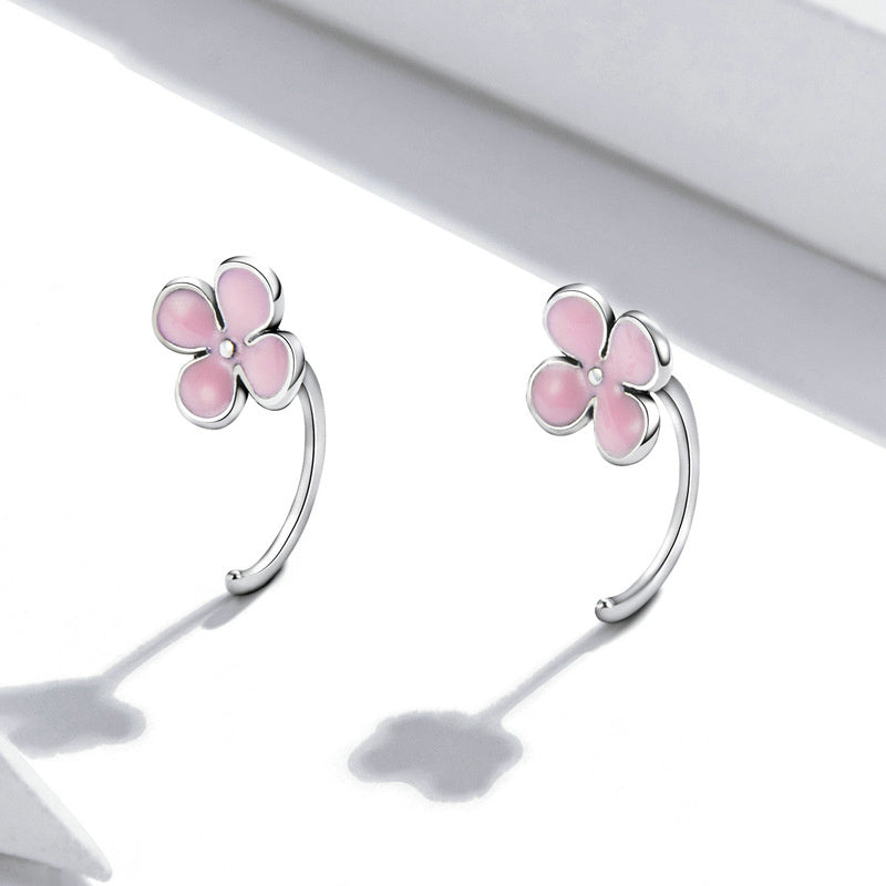 Silver Earrings Mini Flower Ear Clip Stud Earrings For Sale - sursenso Earring