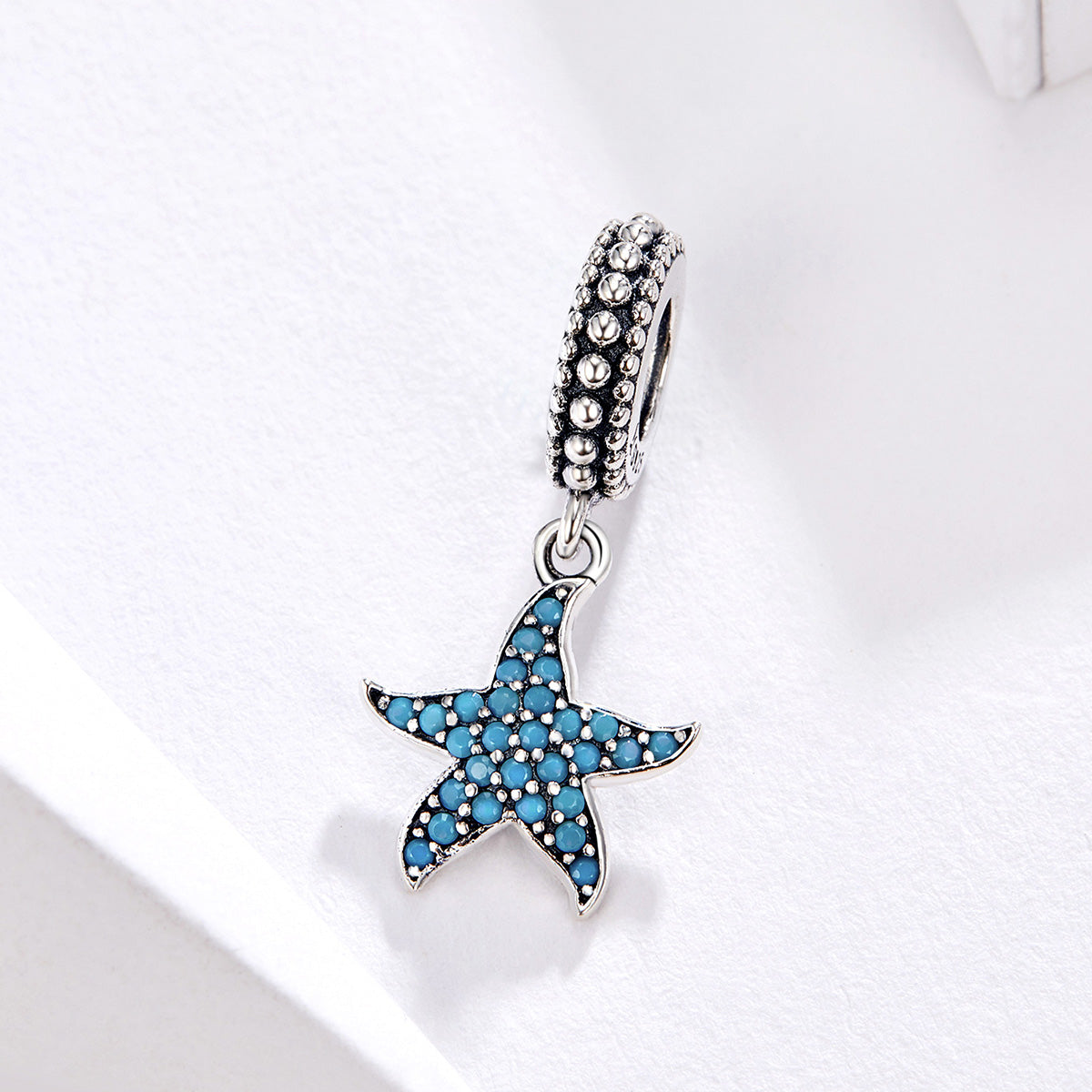 Silver Pendant Creature Ocean Starfish CZ Dangle Charm For Sale - sursenso Pendant