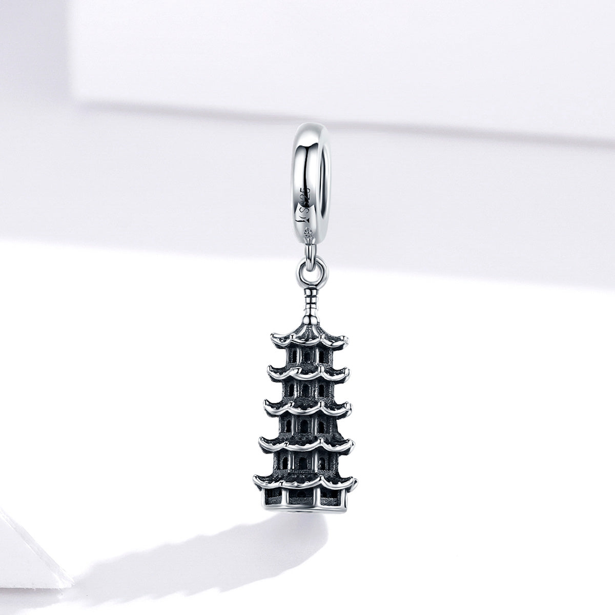 Silver Pendant Retro Pagoda Tower Dangle Charm For Sale - sursenso Pendant