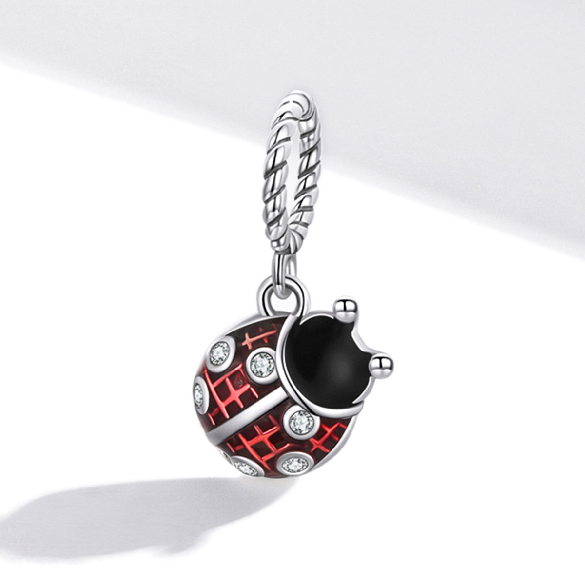 Silver Pendant Six Star Red Ladybug CZ Dangle Charm For Sale - sursenso Pendant