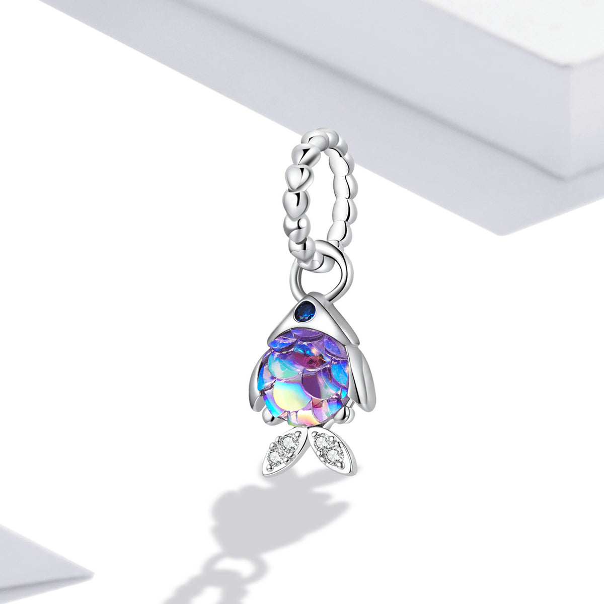 Silver Pendant Fancy Fish Trendy Ocean Dream CZ Dangle Charm For Sale - sursenso Pendant