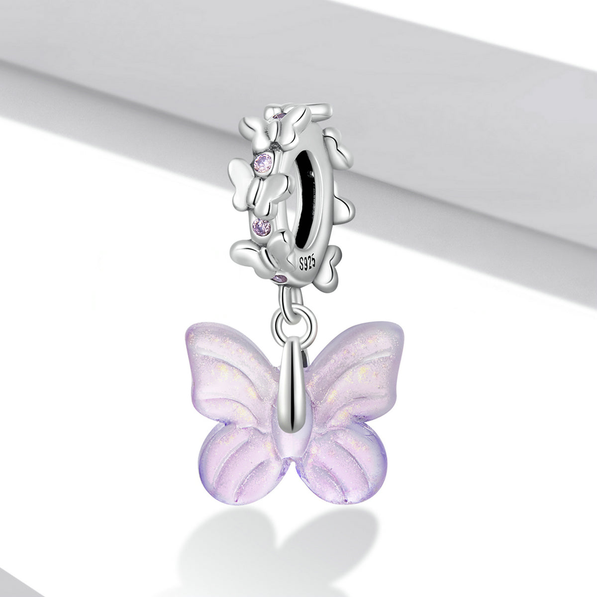 Silver Pendant Glazed Butterfly CZ Dangle Charm For Sale - sursenso Pendant