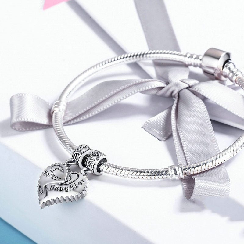 Silver Pendant Mother and Daughter Love Forever Dangle Charm For Sale - sursenso Pendant