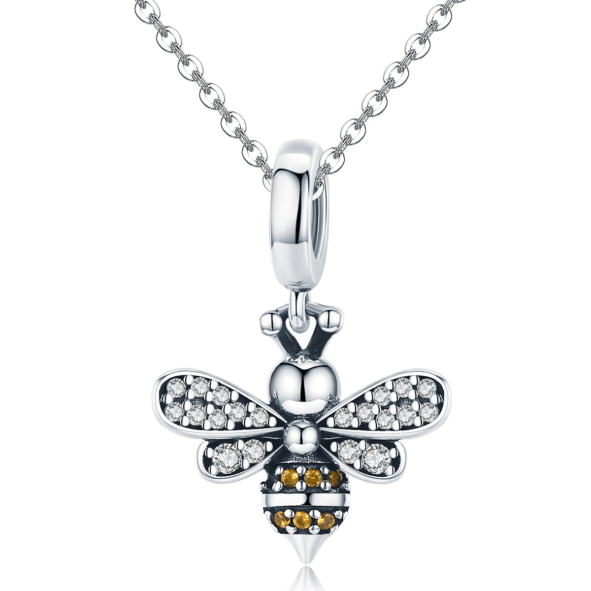 Silver Pendant Sparkling Crystal Bumble Bee CZ Dangle Charm For Sale - sursenso Pendant