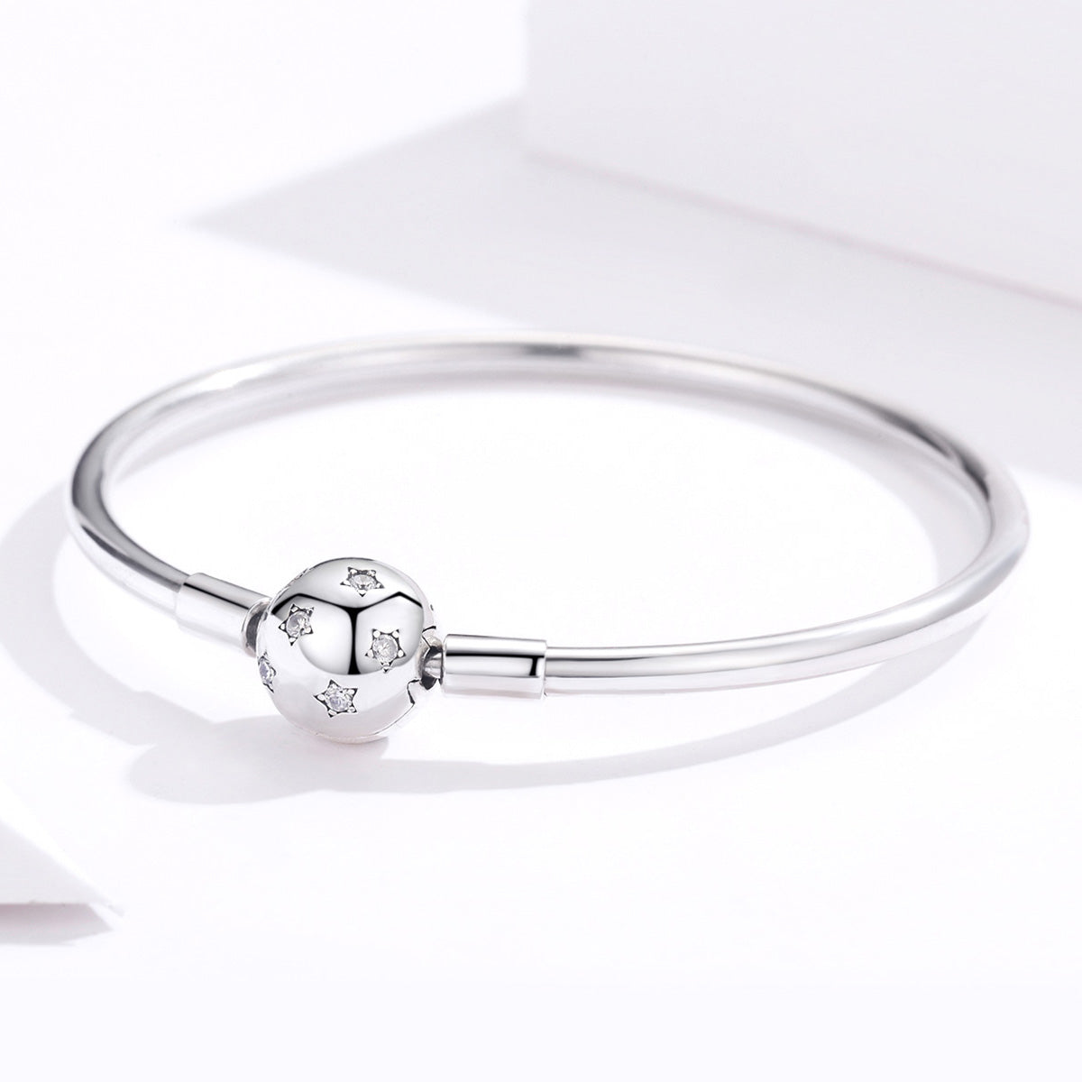 Silver Bracelet Bright Shining Stars CZ Clasp Bangle For Sale - sursenso Bracelet