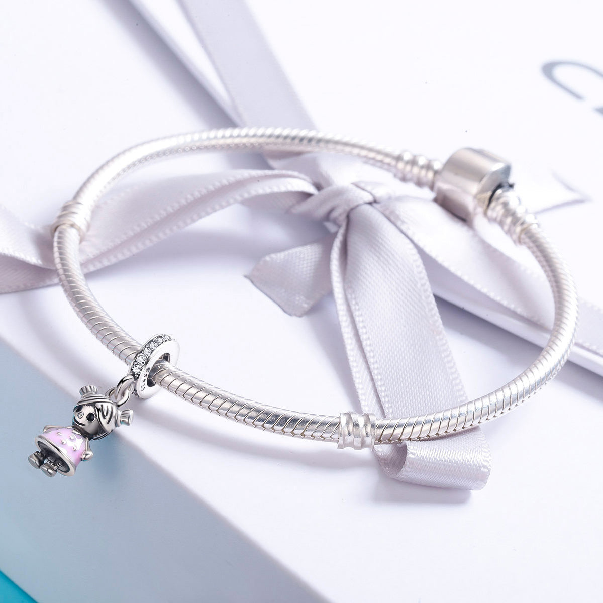 Silver Pendant Little Girl CZ Dangle Charm For Sale - sursenso Pendant