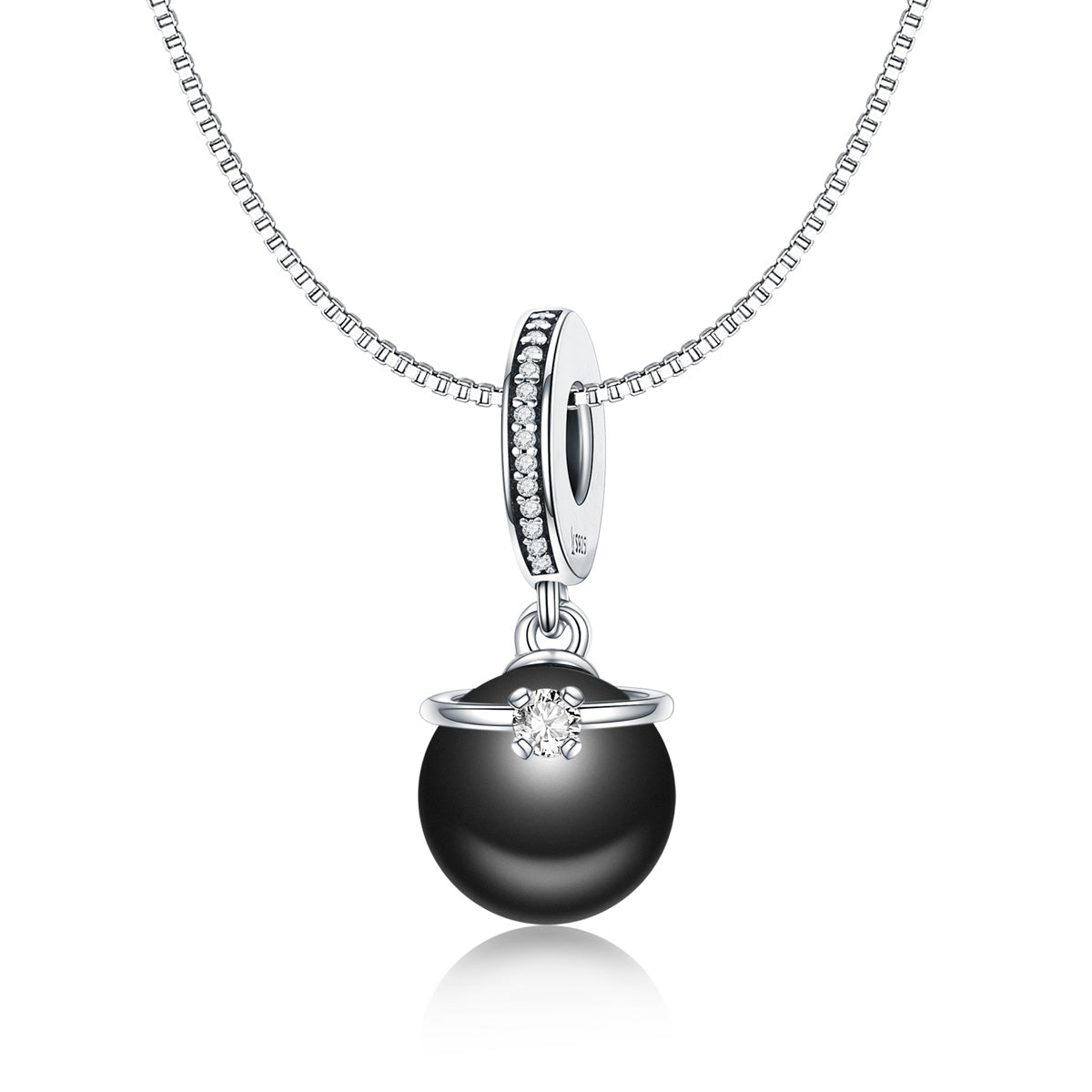 Silver Pendant Black Pearl CZ Dangle Charm For Sale - sursenso Pendant