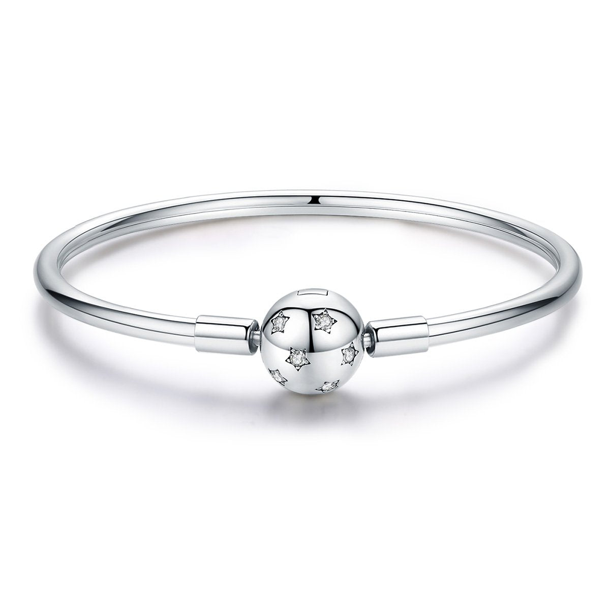 Silver Bracelet Bright Shining Stars CZ Clasp Bangle For Sale - sursenso Bracelet