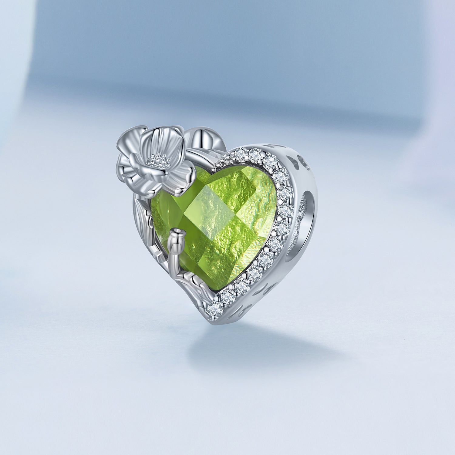 Silver Charm August Green Birthstone CZ Charm For Sale - sursenso Charm