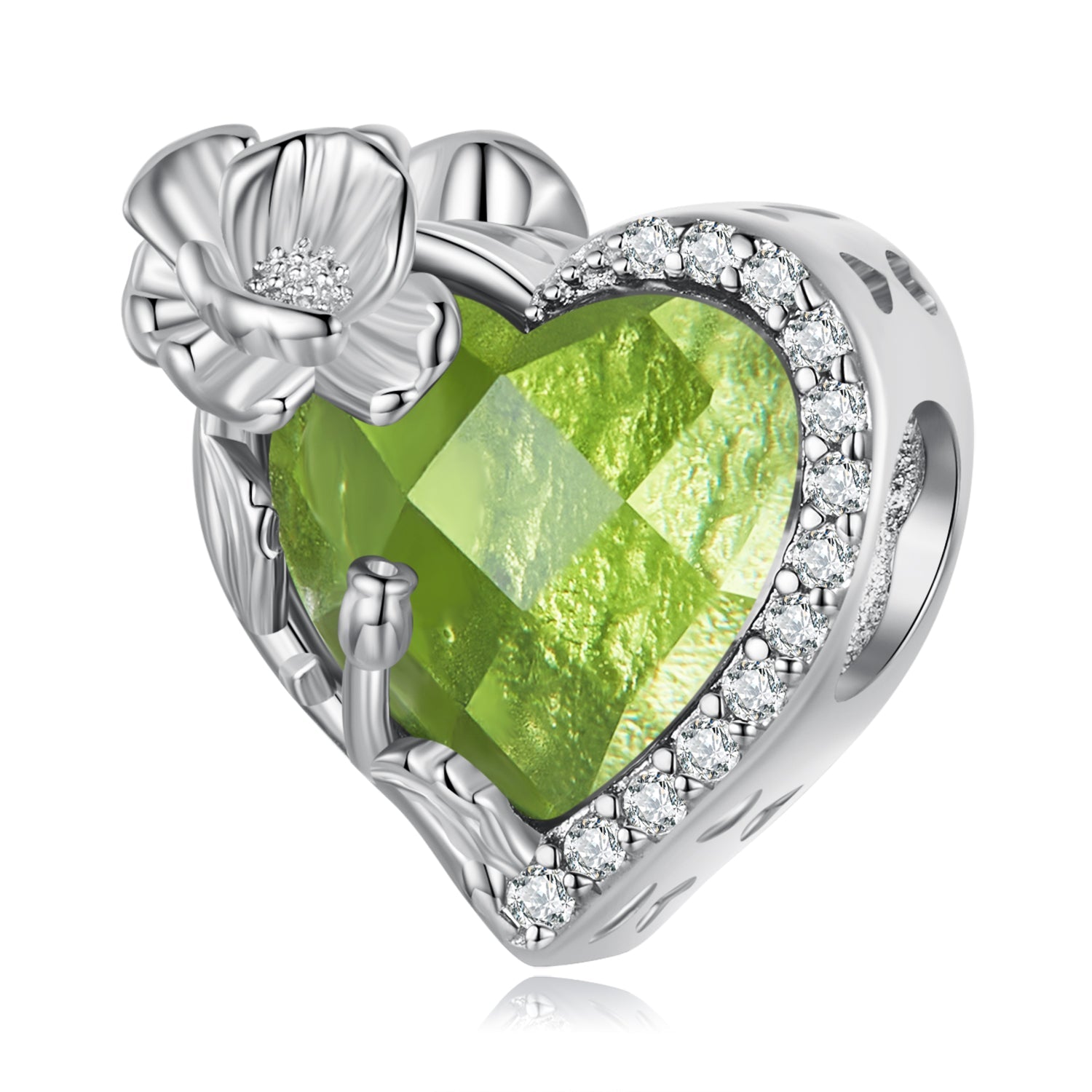Silver Charm August Green Birthstone CZ Charm For Sale - sursenso Charm