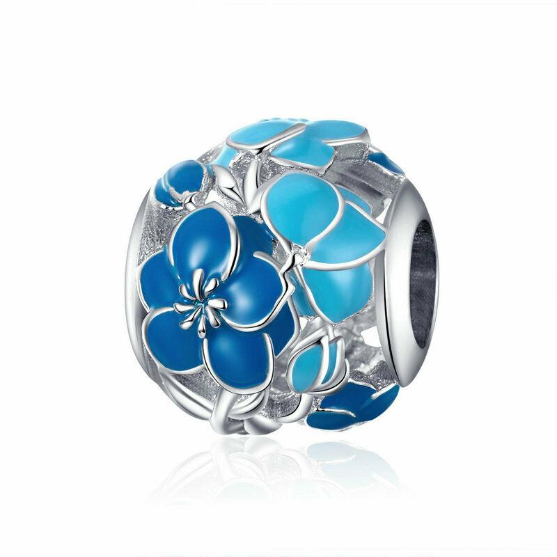 Silver Charm Blue Enamel Blossom Charm For Sale - sursenso Charm
