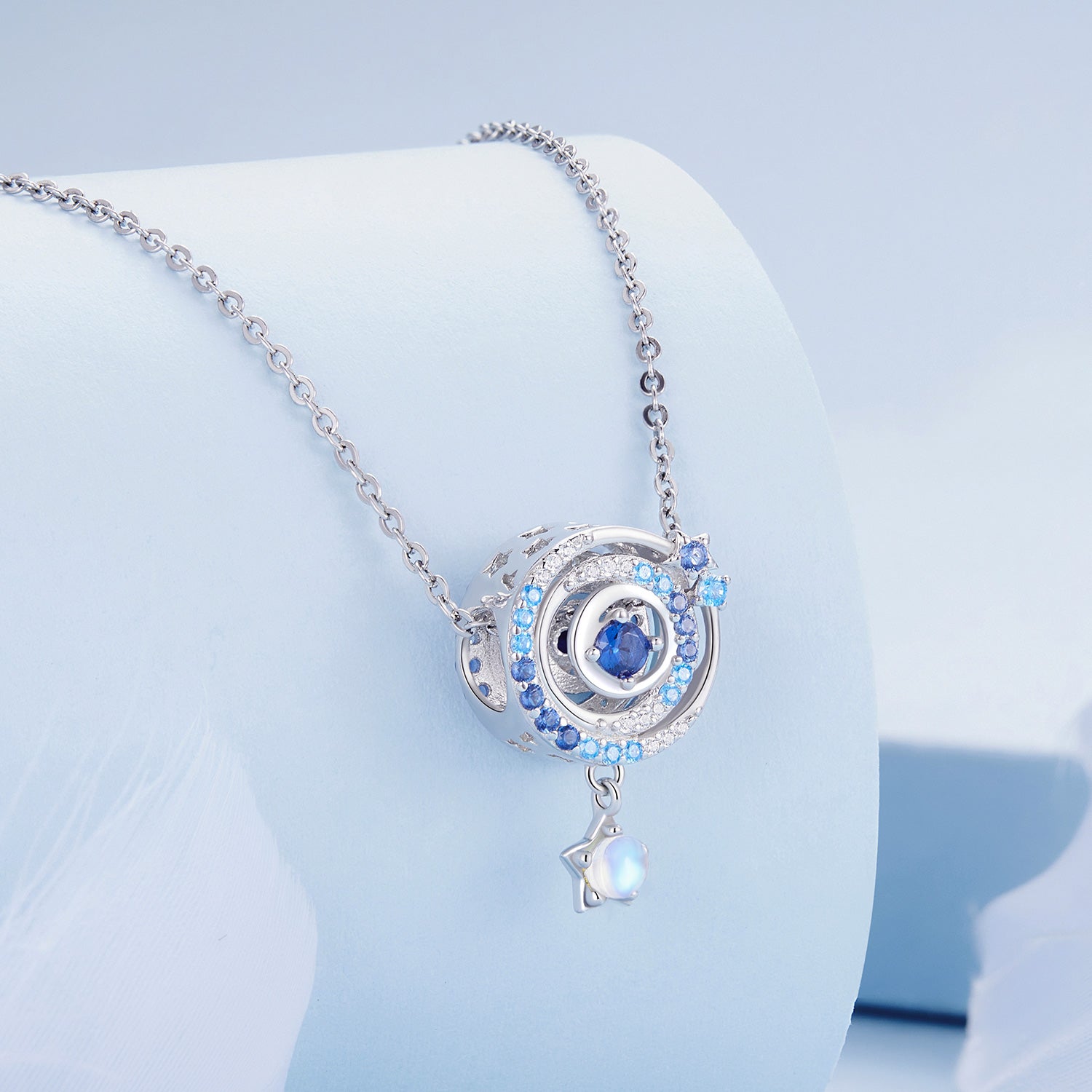 Silver Charm Blue Fantasy Interstellar CZ Charm For Sale - sursenso Charm