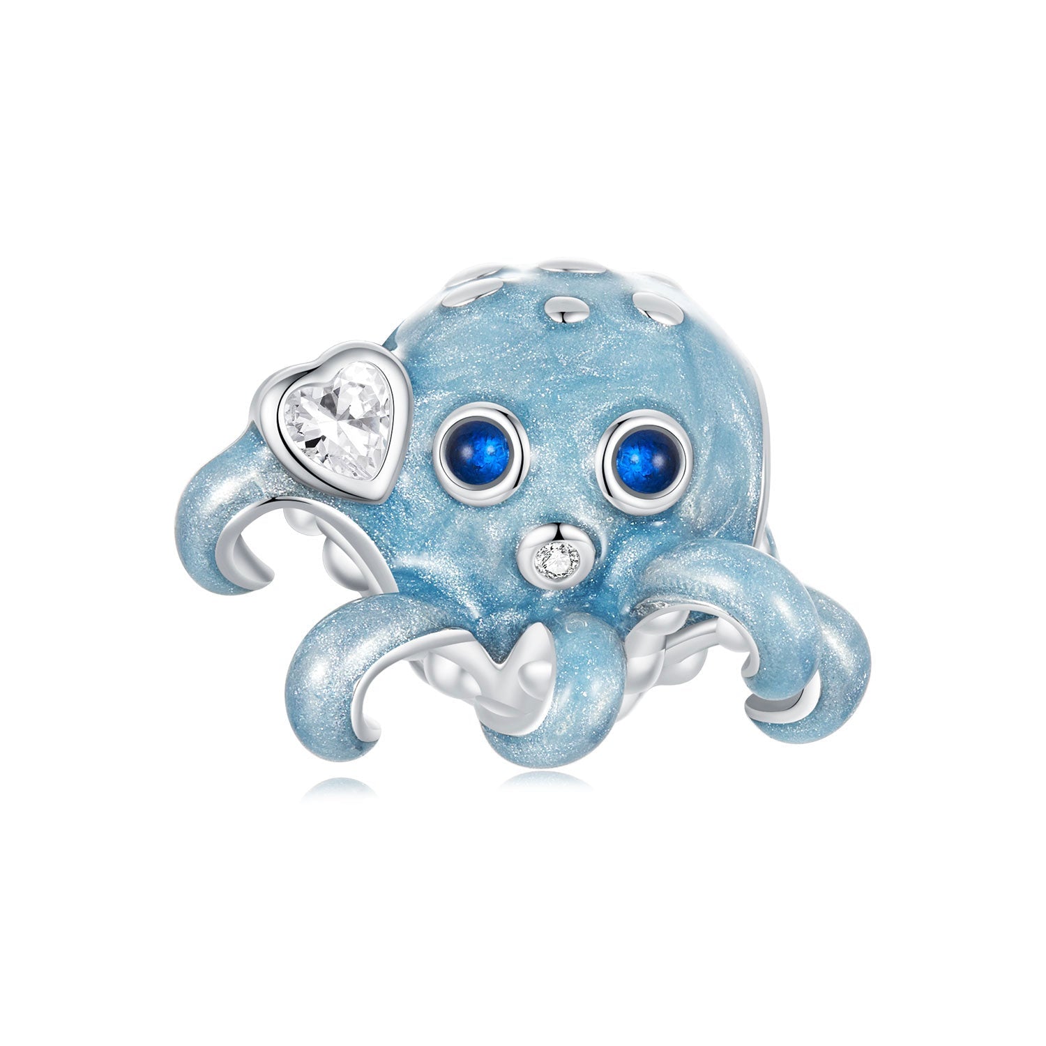 Silver Charm Blue Octopus CZ Charm For Sale - sursenso Charm