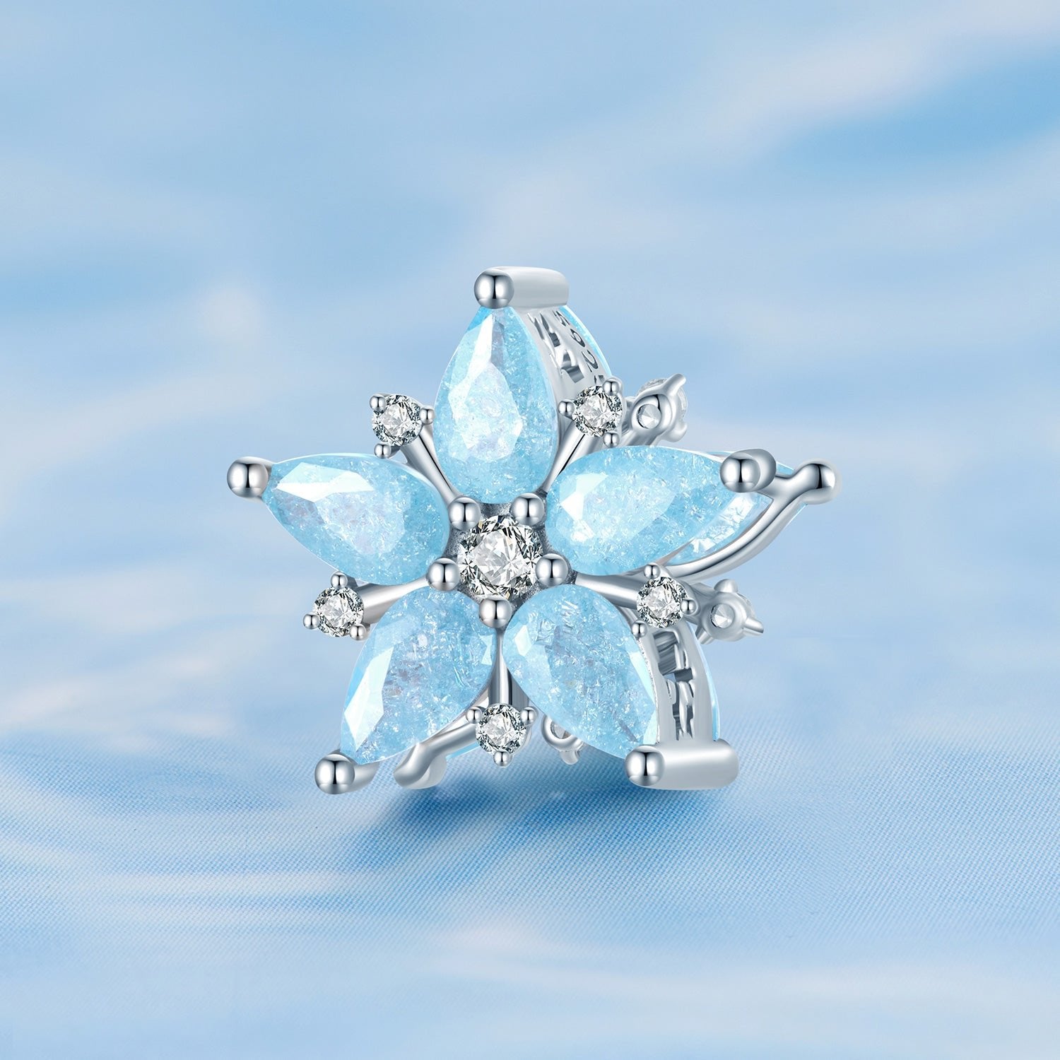 Silver Charm Blue Snowflake CZ Charm For Sale - sursenso Charm