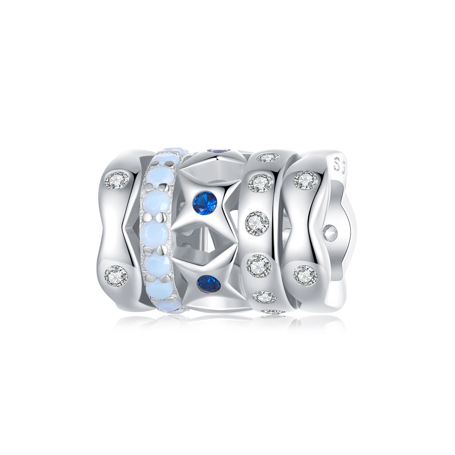 Silver Charm Blue Stardust CZ Charm For Sale - sursenso Charm