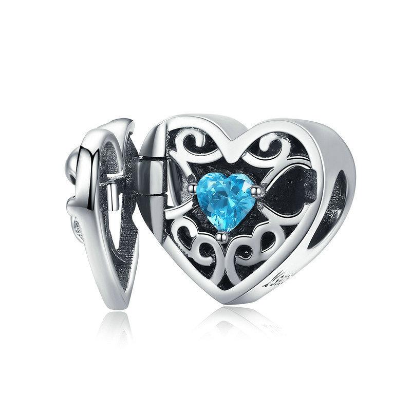 Silver Charm Bowknot Heart Surprise Box CZ Charm For Sale - sursenso Charm