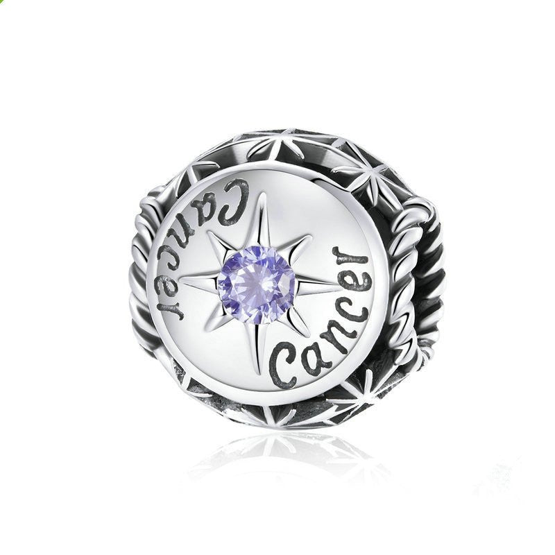 Silver Charm Cancer Zodiac Clear Twelve Constellation Stars CZ Charm For Sale - sursenso Charm