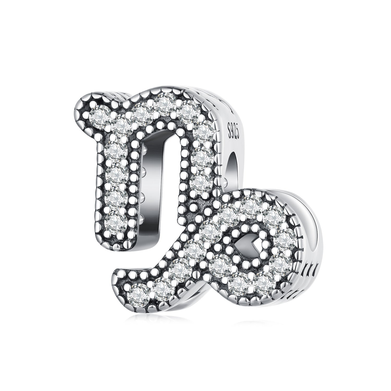 Silver Charm Capricorn Lucky Sign CZ Charm For Sale - sursenso Charm
