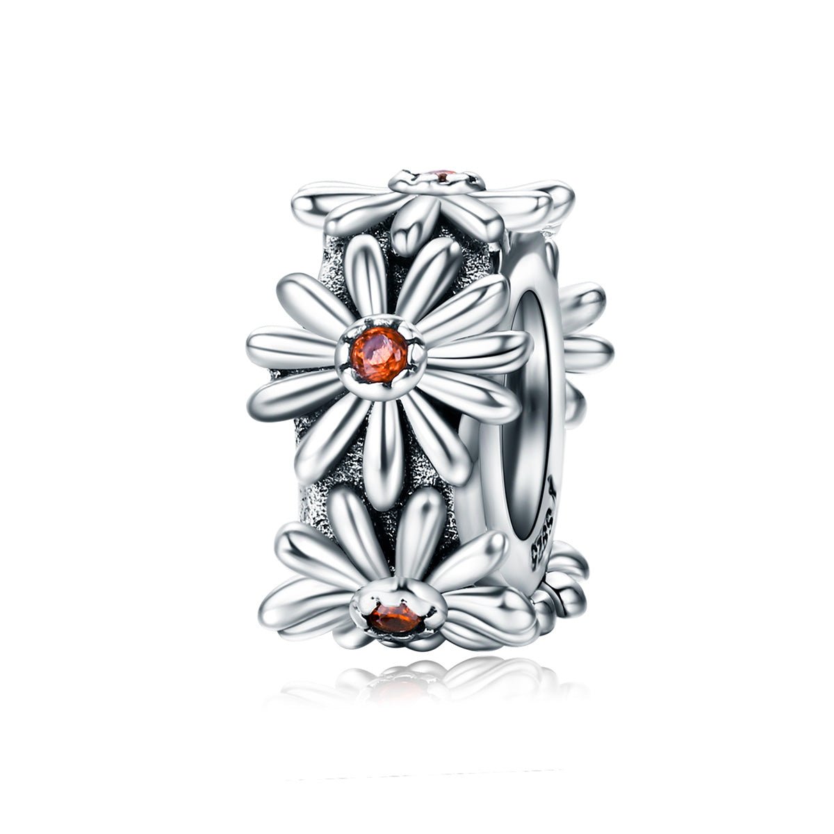 Silver Charm Centred Stone Sun Flower CZ Charm For Sale - sursenso Charm