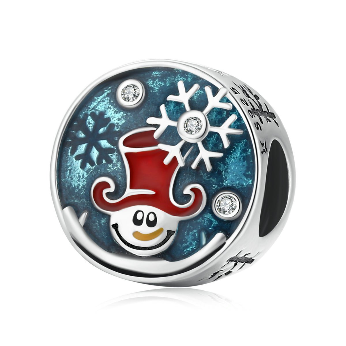 Silver Charm Christmas Clown Snowman CZ Charm For Sale - sursenso Charm