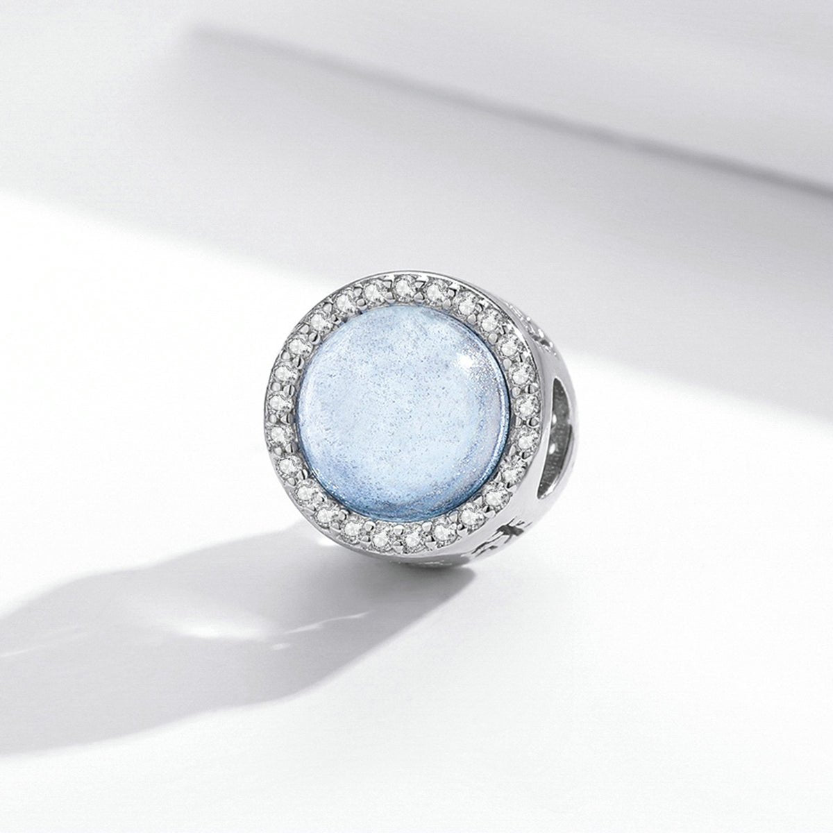 Silver Charm Christmas Eve Snow Murano Glaze CZ Charm For Sale - sursenso Charm