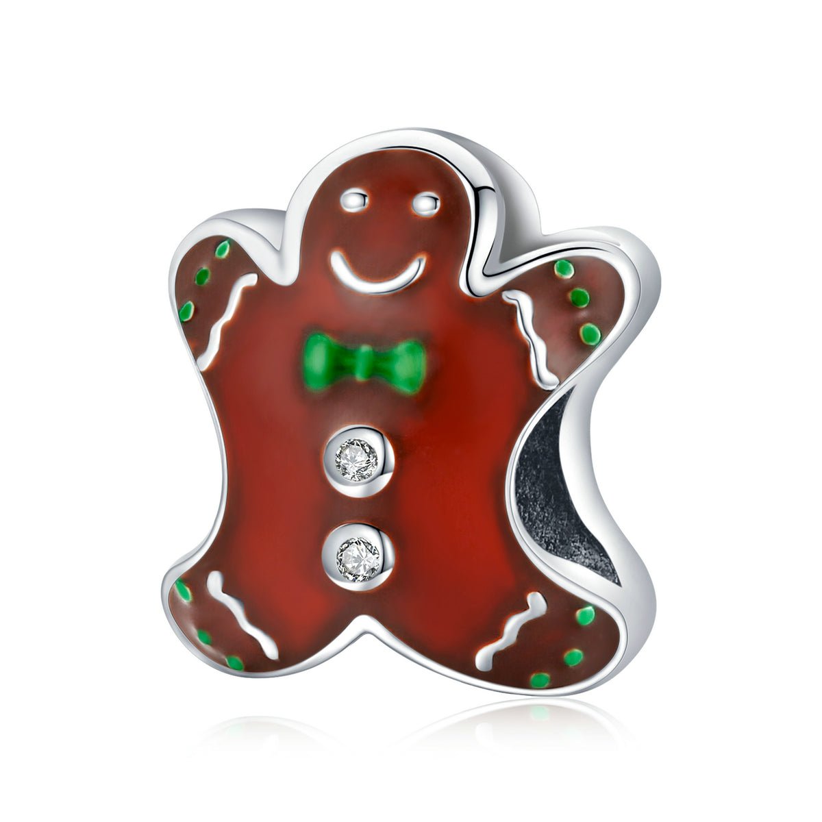 Silver Charm Christmas Gingerbread Man CZ Charm For Sale - sursenso Charm