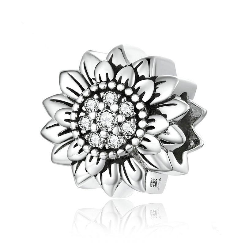 Silver Charm Clear Sunflower CZ Charm For Sale - sursenso Charm