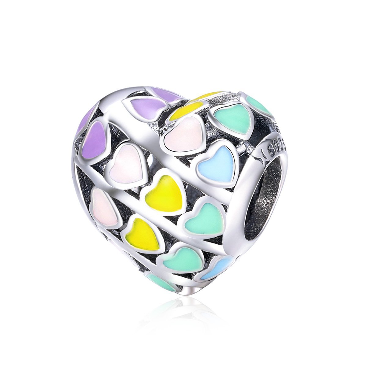 Silver Charm Colourful Heart Charm For Sale - sursenso Charm