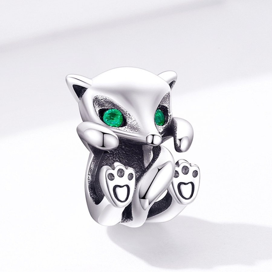 Silver Charm Crystal Eyes Little Fox CZ Charm For Sale - sursenso Charm