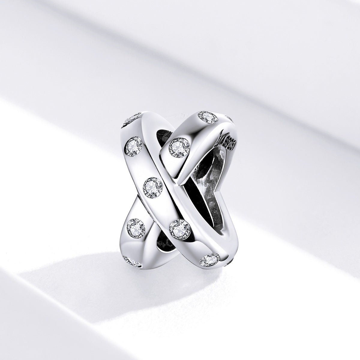 Silver Charm Dazzling Double Layers Cross CZ Charm For Sale - sursenso Charm