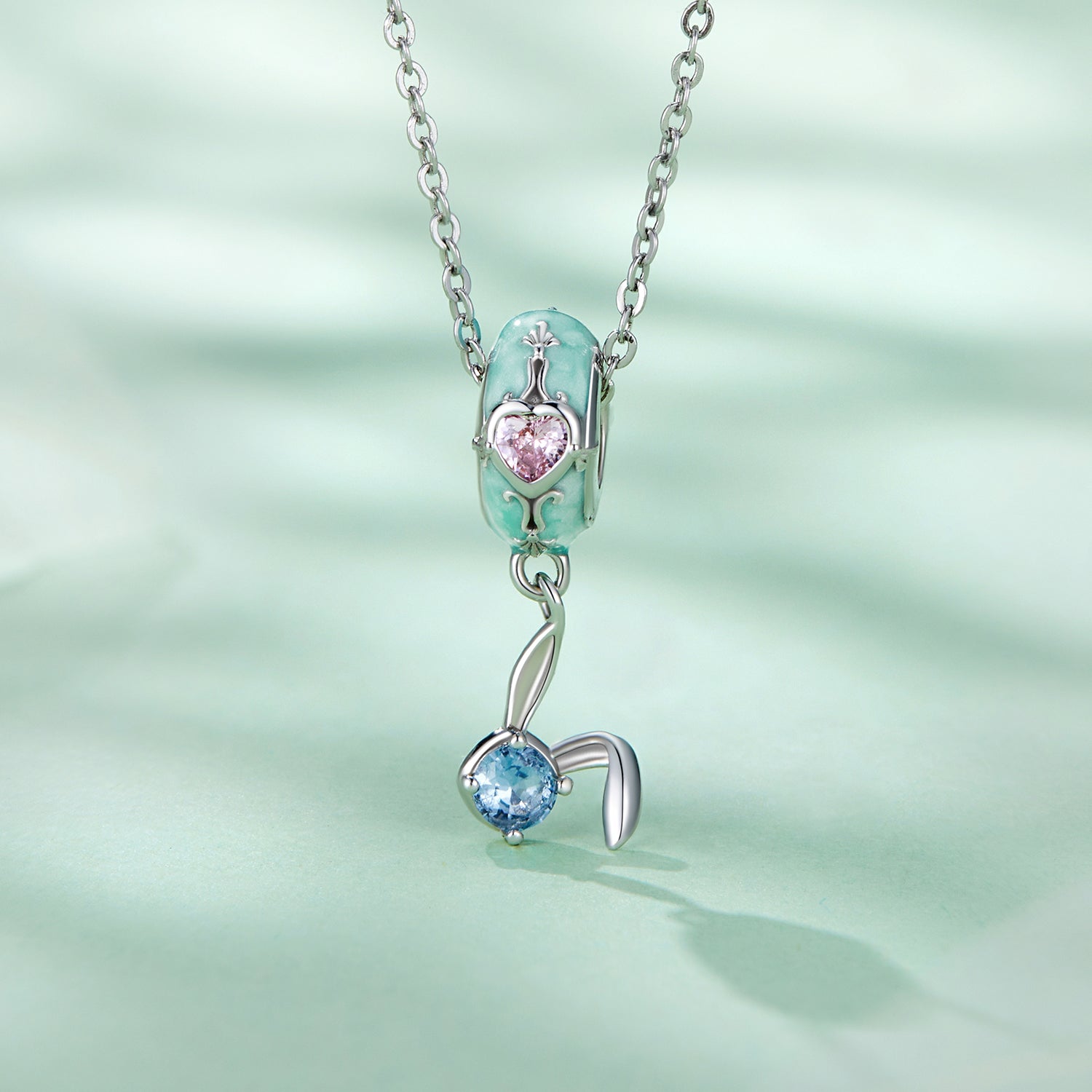 Silver Charm Easter Bunny Blue CZ Charm For Sale - sursenso Charm