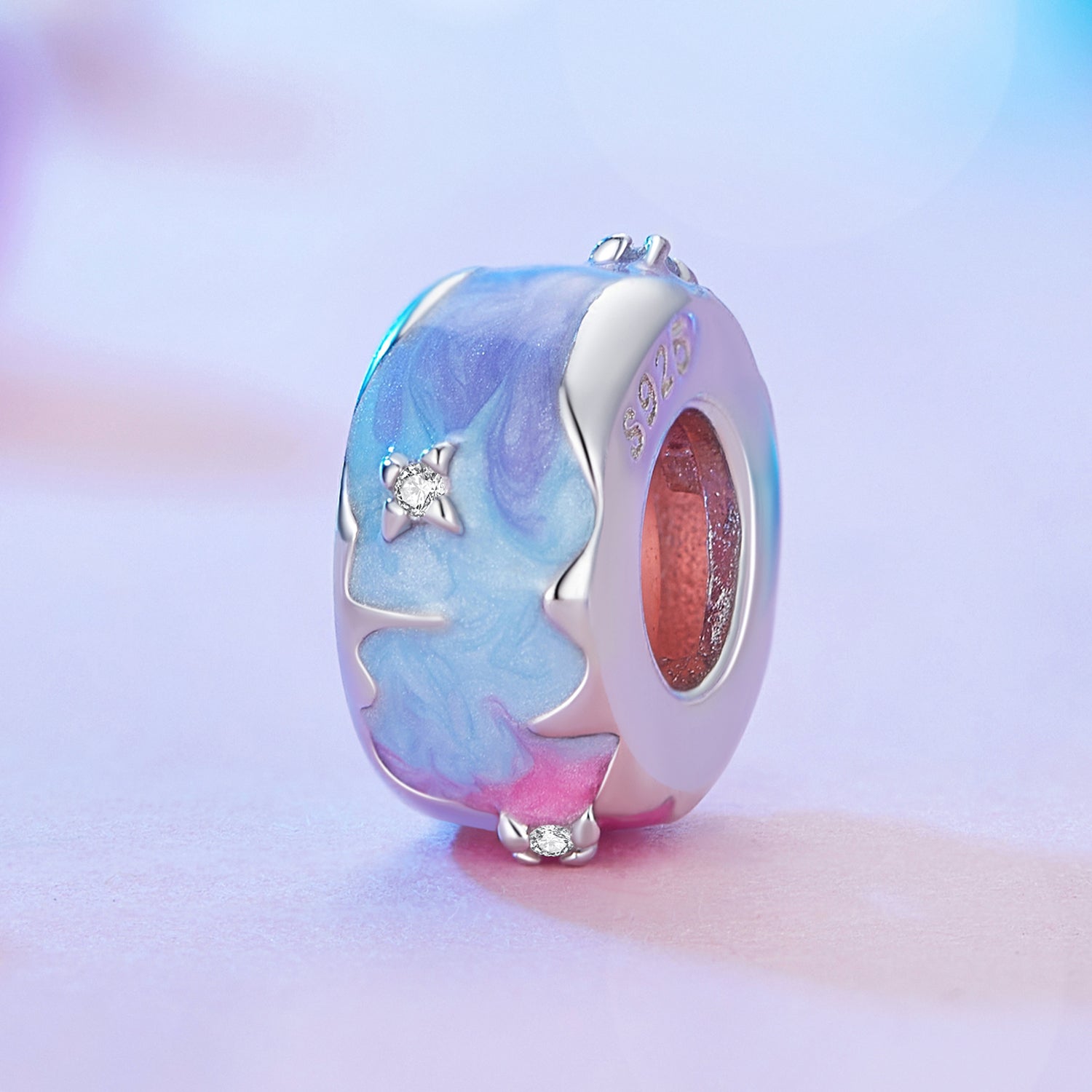 Silver Charm Fantasy Galaxy CZ Stopper Charm For Sale - sursenso Charm