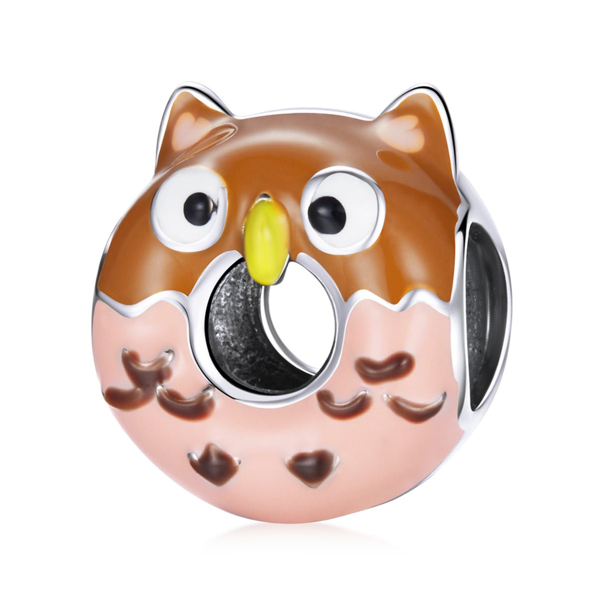 Silver Charm Fun Animal Owl Donuts Charm For Sale - sursenso Charm
