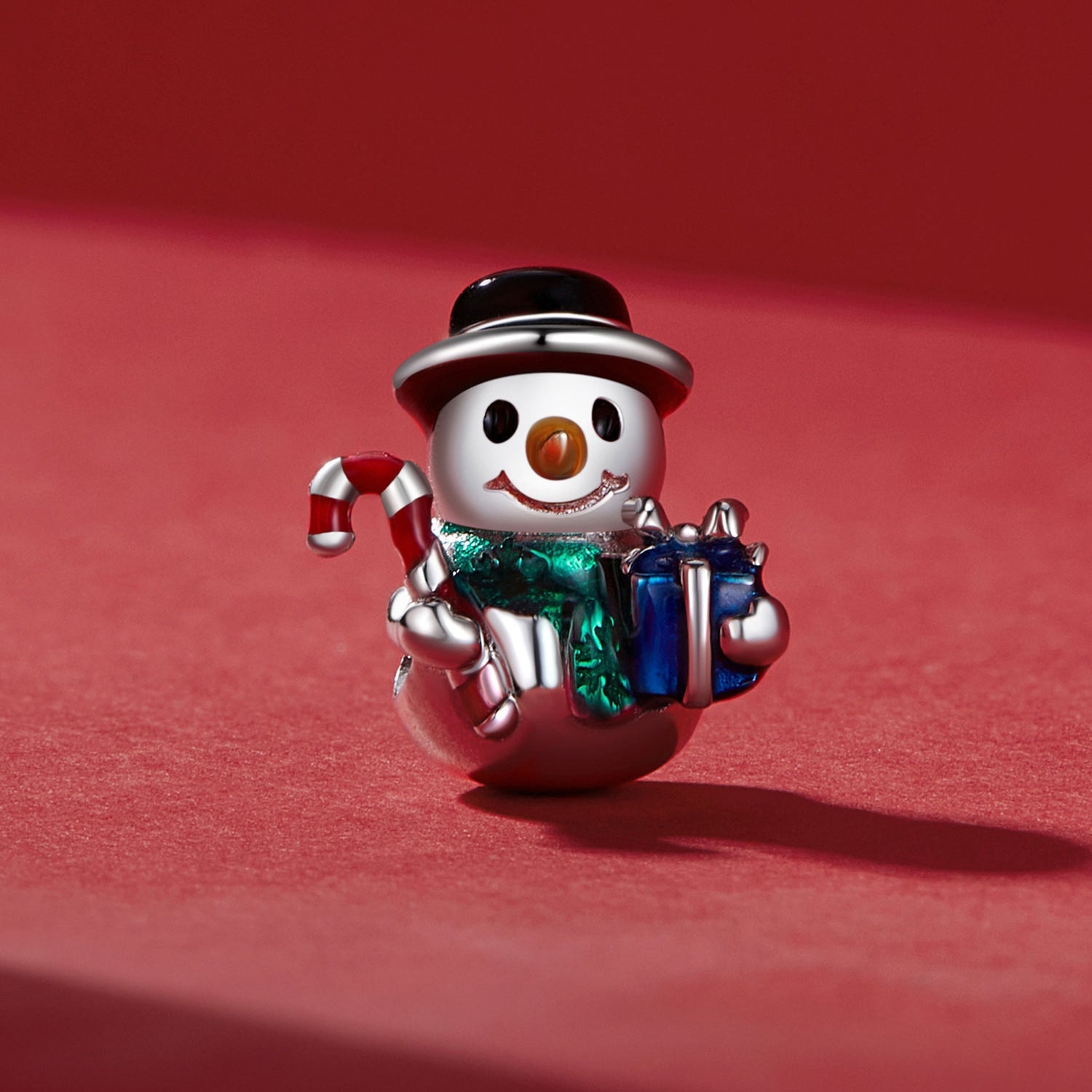 Silver Charm Gentleman Christmas Snowman Charm For Sale - sursenso Charm