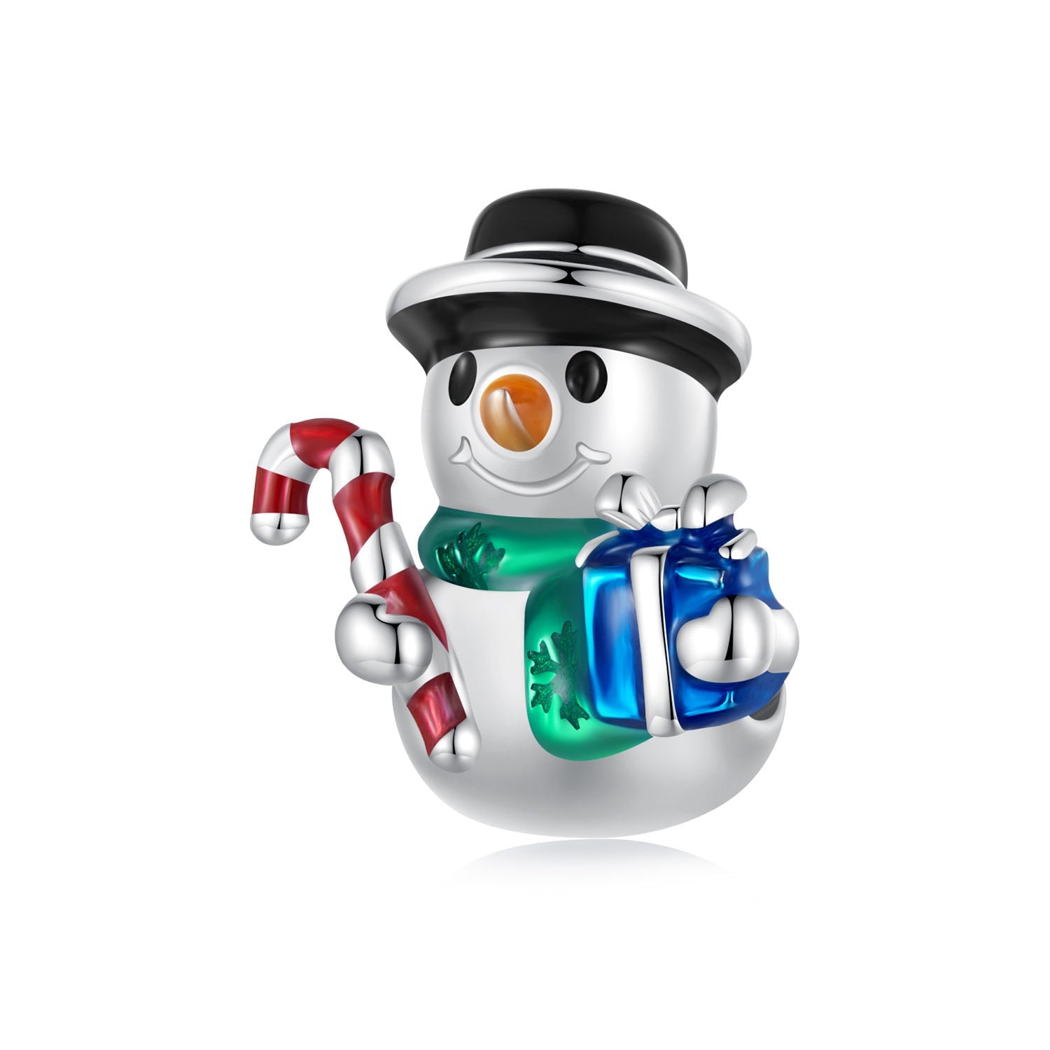 Silver Charm Gentleman Christmas Snowman Charm For Sale - sursenso Charm