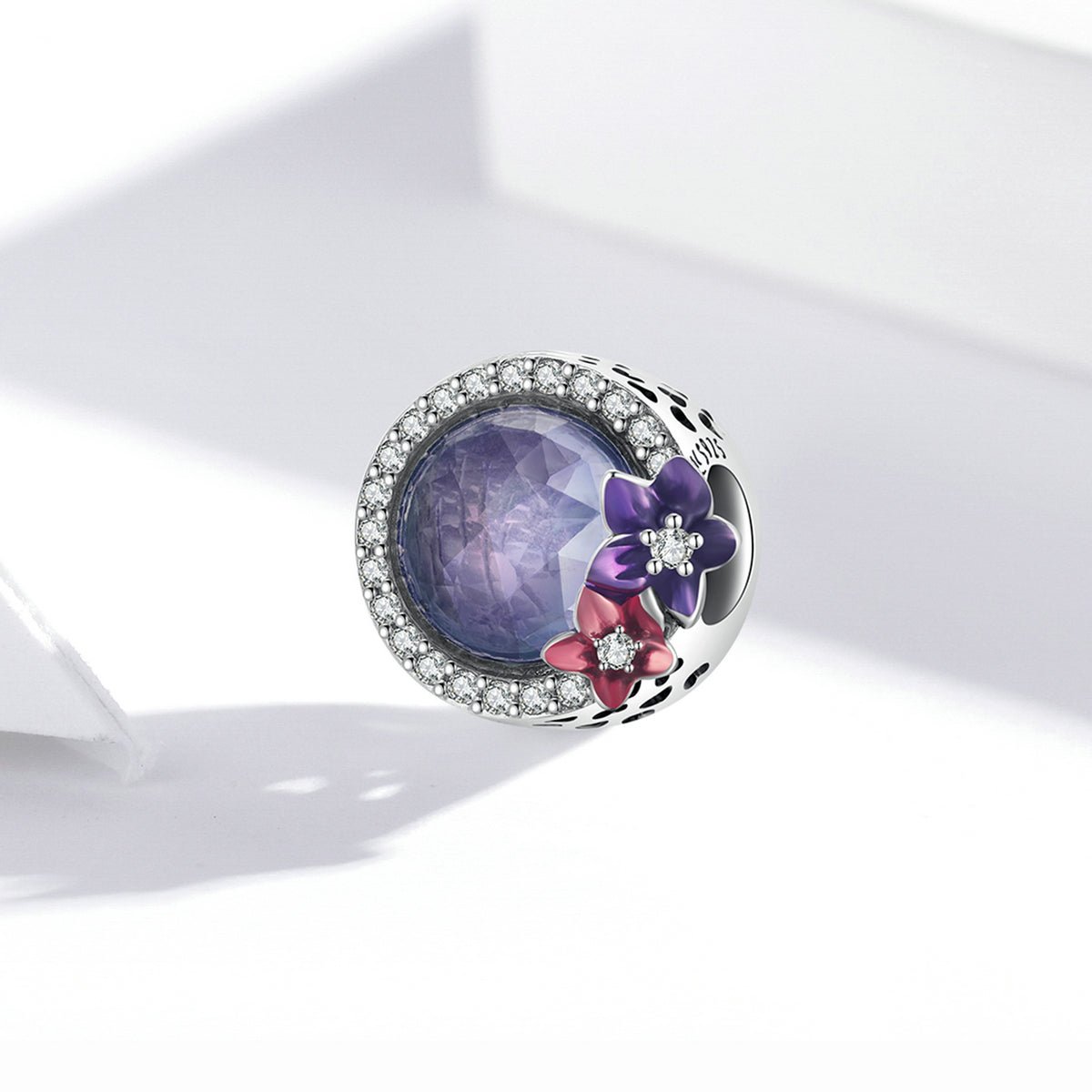 Silver Charm Girl Power Bright flowers CZ Charm For Sale - sursenso Charm
